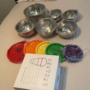 Love & Flour Bowls w/ colored lids.